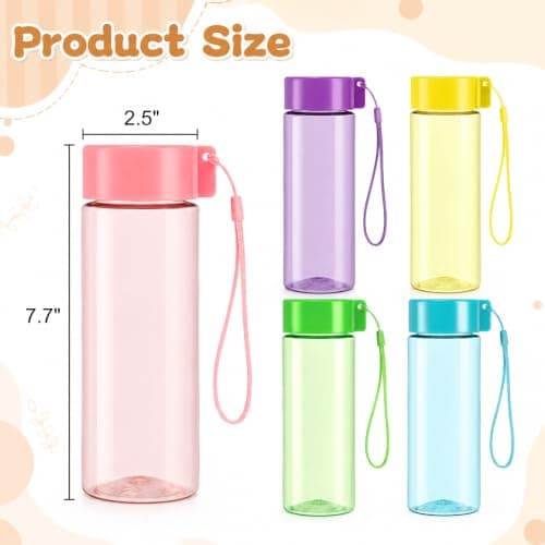 ZEAYEA 10 Pcs Water Bottles Bulk, 17 oz Plastic Portable Sports Drinking Bottle with Lanyard, Leak-Proof Reusable Drinking Cups for Outdoor, Gym, Camping, Fitness, Travel, Office and Team Events — view 2