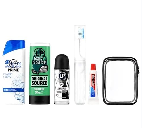 Men's Travel Toiletries Kit, 6-Piece Mini Toiletries with Clear Bag