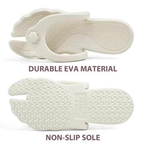 Rosoz flip flops for men women foldable shower shoes lightweight non-slip quick dry bathroom camping beach, beige, 37.5/39 EU — view 3