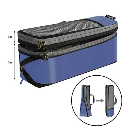 Eono Compression Packing Cubes, Luggage Organiser Set, Extensible Suitcase Organiser, Packing Organisers for Suitcases, Packing Cubes for Travel or Home Storage - Navy, 6 Set — view 3
