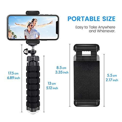 Lidasen Flexible Mini Tripod Holder with Bluetooth Control, Portable Travel Camera Mobile Phone Mount Compatible with iPhone, Android Phones, GoPro, 4-8" Smart Device — view 4