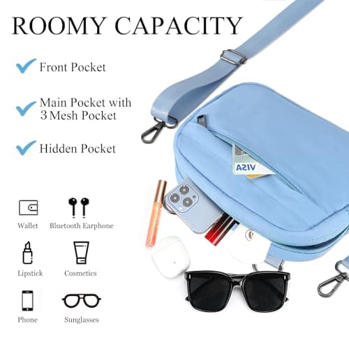 MAXTOP Small Crossbody Bags for Women Men Cell Phone Belt Bag Purse Fanny Pack with Adjustable Strap Blue Sling Bag for Traveling Casual Festival Gifts — view 3