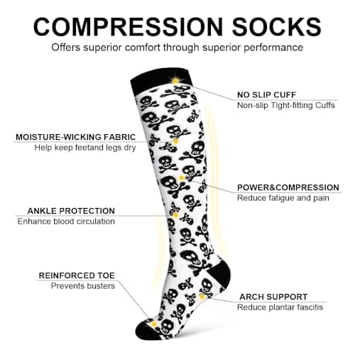 ACWOO 4 Pairs Compression Socks for Women & Men, Graduated Stockings Support, Non-Slip Breathable Flight Socks Running Socks for Sports, Flying, Maternity Pregnancy, Nurses, Travel, Running — view 2