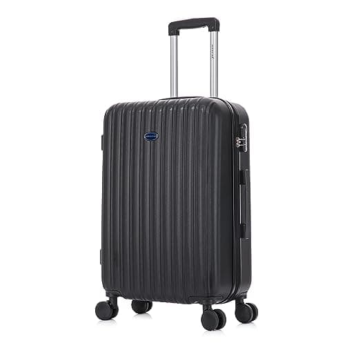 Aerostar 28" Large Suitcase Super Lightweight 4 Wheel Dual Spinner ABS Hard Shell Check in Luggage with Integrated Combination Lock for 23kg (Black, 100 Litre)