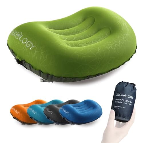 TREKOLOGY Ultralight Inflatable Camping & Travel Pillow – Compact, Ergonomic Neck & Lumbar Support Cushion for Adults & Kids – Ideal for Camping, Backpacking, and Beach Trips