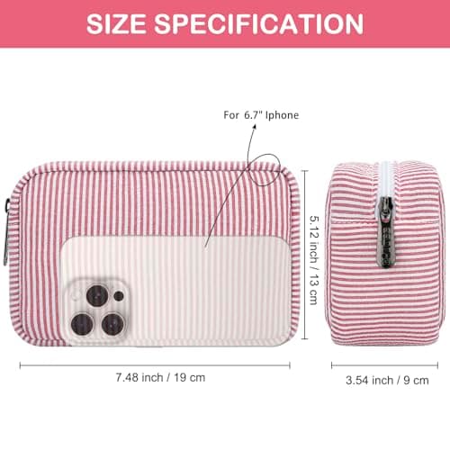 JINSI Travel Makeup Bag for Women Stripe Cosmetic Organizer Toiletry Bag — view 4