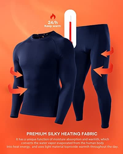 Roadbox Men's Thermal Underwear Sets - Fleece Lined Long Johns Base Layer Tops & Bottoms Quick Dry for Winer Skiing Cycling — view 3