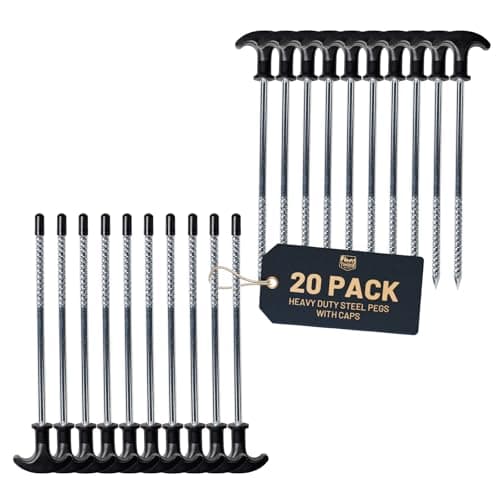 TIMBER RIDGE 20 Pack Tent Pegs Heavy Duty Hard Ground Steel Bivvy Pegs