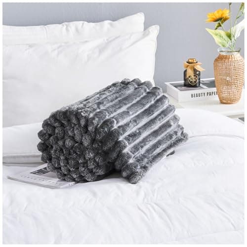 GC GAVENO CAVAILIA Fleece Throw Blanket | Soft Fluffy Throws For Sofas, Bed, Settee, Couch | Extra Warm Large Blanket Throw | Easycare, Anti Allergic | Double 150x200 Cm | Charcoal — view 4