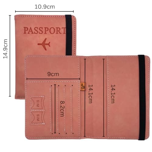 Passport Cover, Passport Holder Travel Wallet Organiser, Vegan Leather Passport Protector Cover, Passport Case Travel Document Holder for Women & Men, Passport, Business Cards, ID Card Holder (Brown) — view 5