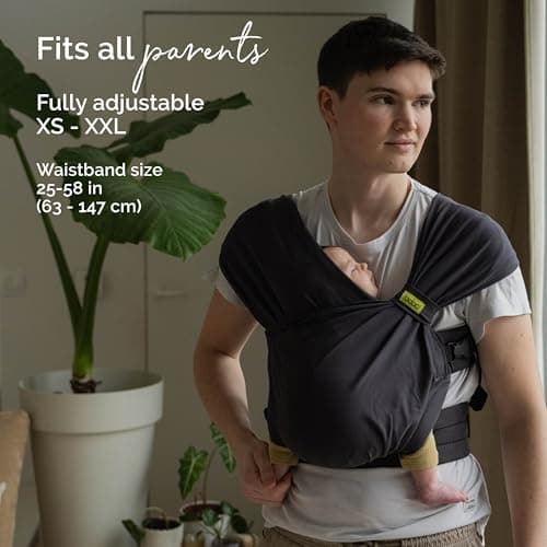 Boba Bliss Pre-Wrapped Baby Carrier with Buckle - Newborn to 7-35 lbs Light, Breathable & Easy to Adjust Hybrid Infant Sling & Toddler Carrier - Certified Hip-Healthy for 0-18 Months - Charcoal — view 6