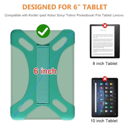 HoYiXi Universal Case for 6 inch Kindle eReader Compatible with Paperwhite(2015/2018)/Pocketbook and Tolino/Kobo Clara HD,For 6'' eReader with High Elasticity Hand Strap,Dark Green — view 2