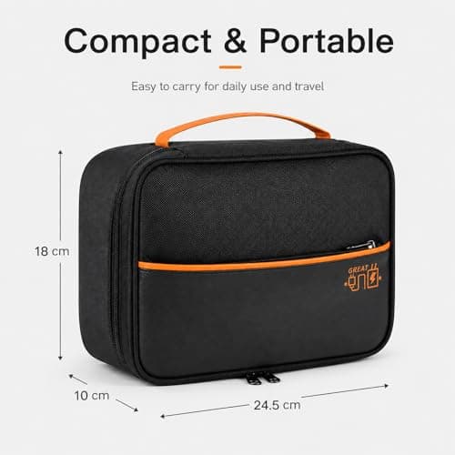 FAVORTALK Cable Organiser Bag Holiday Essentials for Men 3-Layers Cable Bag with Removable Bulkhead Waterproof Accessories Black Storage Bags with Charger Cables Power Adapter Power Bank, Black B21604 — view 5