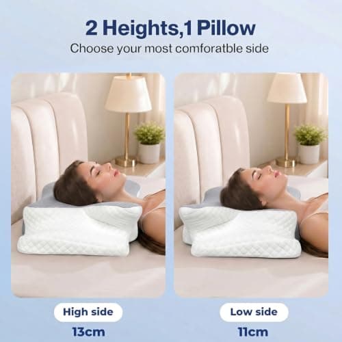 Lavio Cervical Memory Foam Pillow for Neck Pain Relief, Ergonomic Orthopedic Pillow for Side, Back & Stomach Sleepers, Adjustable Height Neck Support Pillow with Breathable Removable Cover (Grey) — view 6