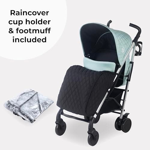 My Babiie MB51 Billie Faiers Quilted Aqua Lightweight Stroller, Sturdy & Protective, Lightweight Frame, Comfort, Suitable from Birth to MAX 22kg, w/Cup Holder, Rain Cover and Footmuff — view 2