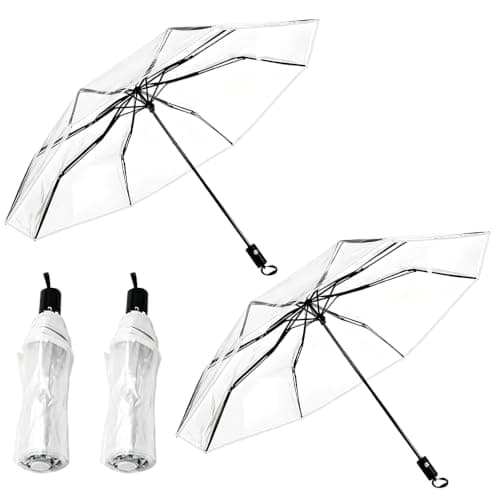 NKFBEV Clear Umbrella, 8 Ribs Rainproof and Folding Transparent Umbrella