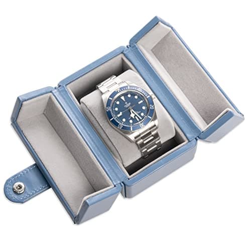 HOUSEOFHIGGINS Single Watch Travel Case - Vegan Leather Exterior & Soft Microfiber Lining - Vintage Style Watch Box for Men & Women - Fits Watches Up to 42mm - Perfect for Travel or Gift — view 6