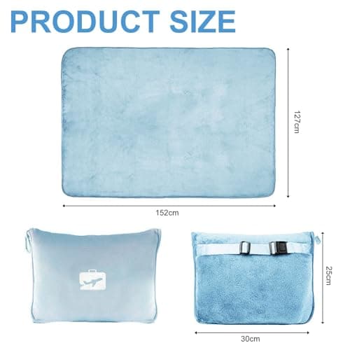 Megcdtr Travel Blanket and Pillow with Eye Mask and Ear Plugs(Blue) — view 2