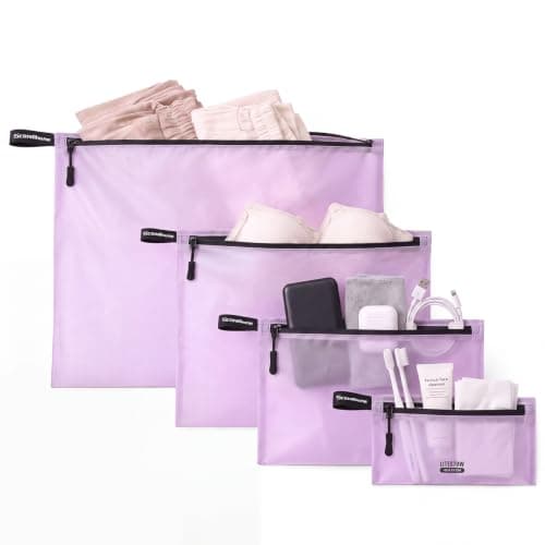 BBCREAT Packing Cubes for Travel, 4 Set Ultralight Travel Organizer Bags, Lightweight Nylon Zipper Pouches for Carry-On Suitcase, Clothes, Underwear, Toiletries and Small Essentials, Lavender Purple