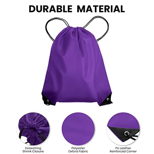 AKHTART Drawstring Bags, Unisex Swimming Bag, Large PE Bag, Sports Backpack, Waterproof Gym Sack - Suitable for School/Beach/Holidays/Travel/Swimming and Various Activities (Purple) — view 4