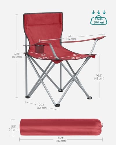 SONGMICS Set of 2 Folding Camping Chairs, Portable, 120 kg Capacity — view 3