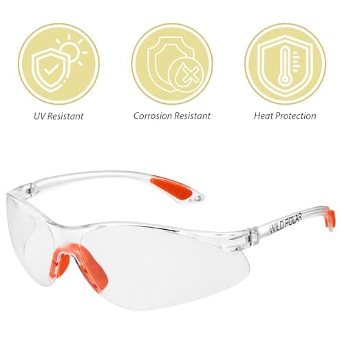 Wild Polar Safety Glasses - Clear Lenses, Anti-Fog Eye Protection Goggles with Orange Nose and Ear Grips - 12, 24 & 48 packs - Lightweight & Durable, Comfortable Fit for Work, Lab, DIY & Outdoor Use — view 5