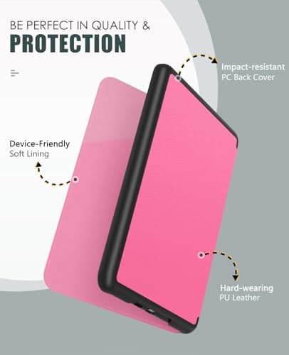 MoKo Case for 7" Kindle Paperwhite 12th Gen&Colorsoft 2024, Raspberry — view 3