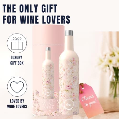 Sup Insulated Wine Bottle 750ml Flowers | Stainless Steel Wine Cooler Bottle — view 6