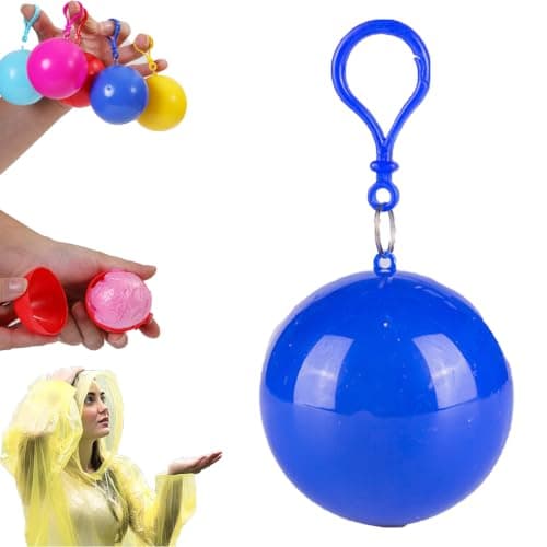 Mini Ball Shape Disposable Raincoat,Pocket-Size Hooded Poncho,Blue:10