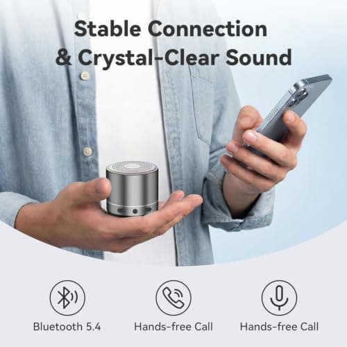 Mini Bluetooth Speaker, Portable Speakers with RGB Lights, HD Stereo, Grey — view 4