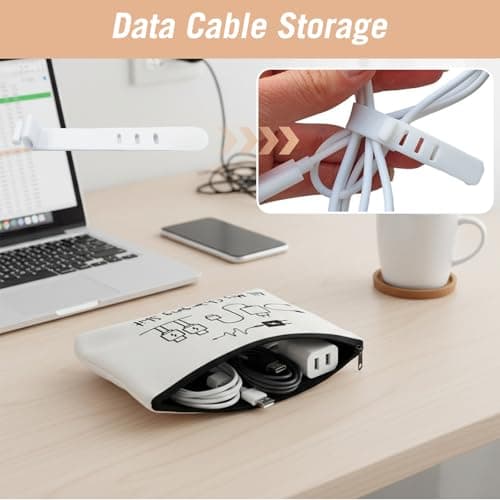 XMDROU Charging Cable Organizer Bag, Travel Pouch Make Up Bag All My Charging Stuff Travel Bags Funny Zippered Cable Storage for Women Men with 6 Silicone Cable Ties Gadget Organiser Gift — view 6