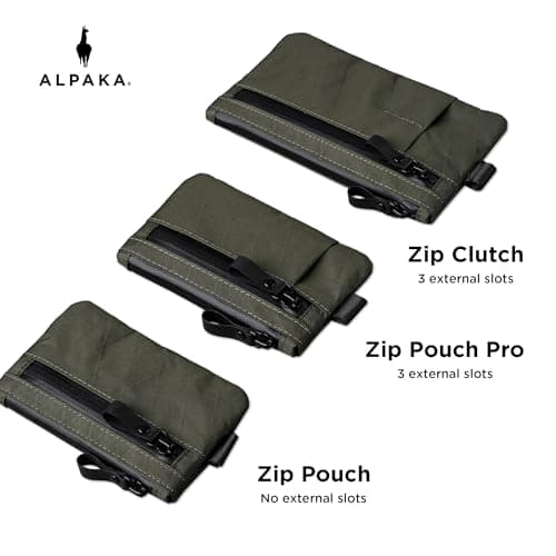 ALPAKA Zip Pouch Pro, Slim Wallet for Men, RFID Blocking, Green X-Pac — view 2