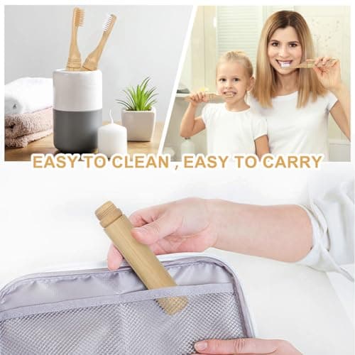SWKJ Portable Bamboo Toothbrushes, 2 Pcs Folding Bamboo Toothbrush — view 6