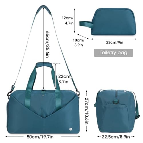Ceneda Large Gym Bag with Toiletry Bag, Water Resistant Sport Duffel Bag with Shoes Compartment & Wet Pocket, Portable Lightweight Travel Bag, Overnight Weekender Bag Yoga Bag, Teal — view 5