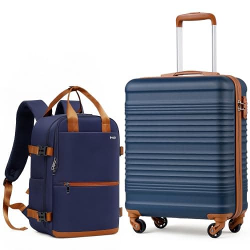 COOLIFE 55×40×20 Cabin Suitcase + 40x30x20cm Ryanair Cabin Bag EasyJet Set