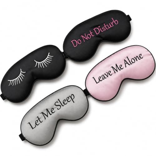 4 Pack Sleep Mask with Funny Embroidery, Soft Eye Cover for Nap, Men Women