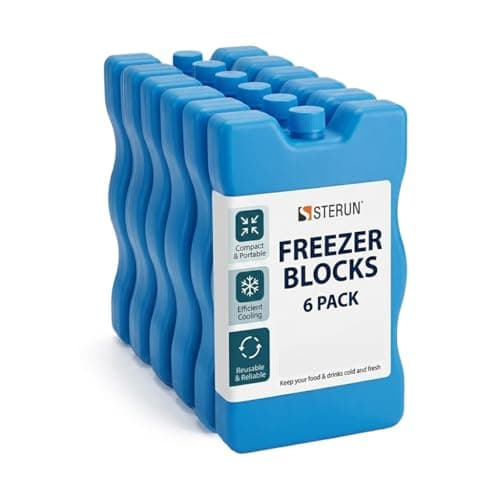 STERUN Freezer Blocks Family Pack Reusable - Keeps Food and Drink Cooler for Hours Ice Blocks for Lunch Boxes Outdoor Picnic, Camping (6 Pack)