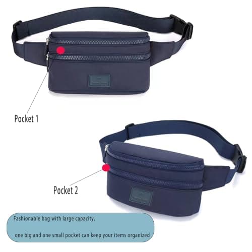 Bumbags Waist Fanny Pack Ladies Fashion Bum Bag with Adjustable Belt for Sport Hiking Girls Women Men (Blue) — view 3