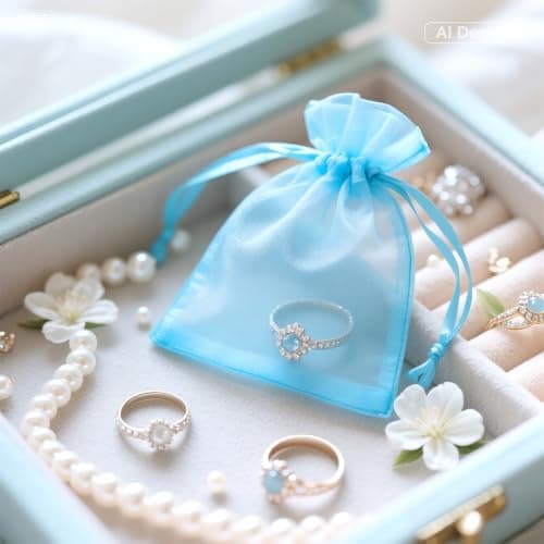 G2PLUS Turquoise Blue Organza Gift Pouches, 7x9 CM Small Favour Bags, 50 PCS — view 4