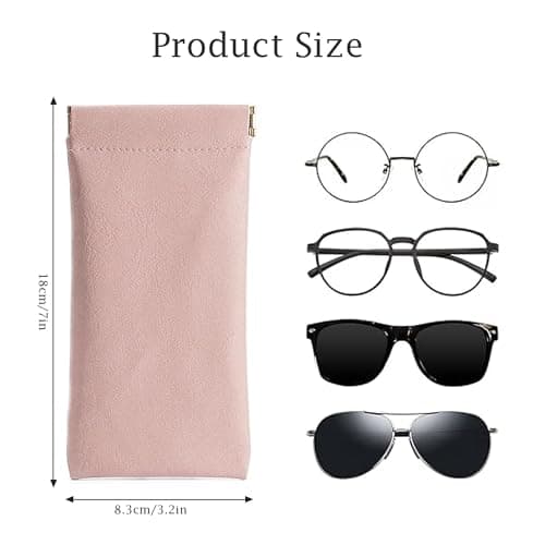 Soft Glasses Case 4 Pack, Portable Squeeze Top Leather Glasses Case for Protecting Glasses, Travel Eyeglass Sunglasses Case Water Proof Glasses Pouch Storage Bags Suitable for Women Men Students Kids — view 2