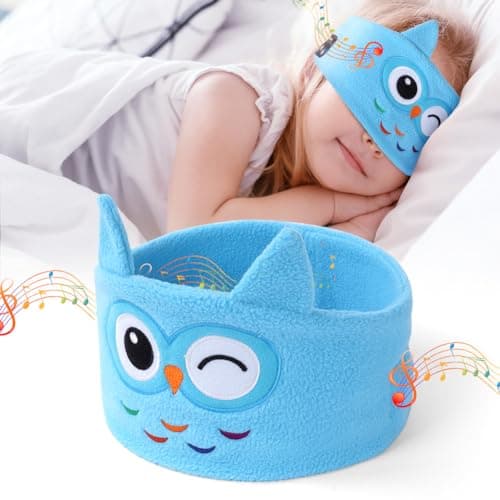 OFFCUP Sleep Headphones, Owl Headband Headphones, Soft Bluetooth Headset Hi-Fi Stereo Super Bass Music Headphones for Men Women Office Nap Travel Yoga Workout Meditation (Blue)