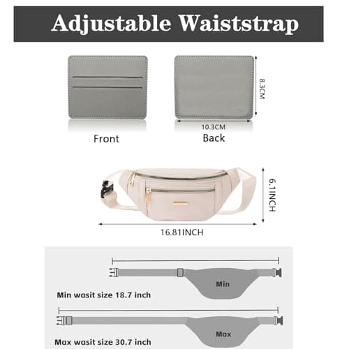BAIYSFFG Fanny Pack Fashionable Waist Bag Unisex Fashion Waist Bag Casual Travel Bum Bag with 3 Zipper Pockets for Women Men Sports Running Hiking Jogging (Beige) — view 2