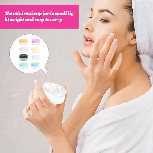 Travel 8 Pcs Pots for Toiletries, Travel Bottles, 10ML Small Plastic Cream Sample Containers with Lids, Loose Powder Cosmetic Mini Containers, Tubs Empty Jars — view 5