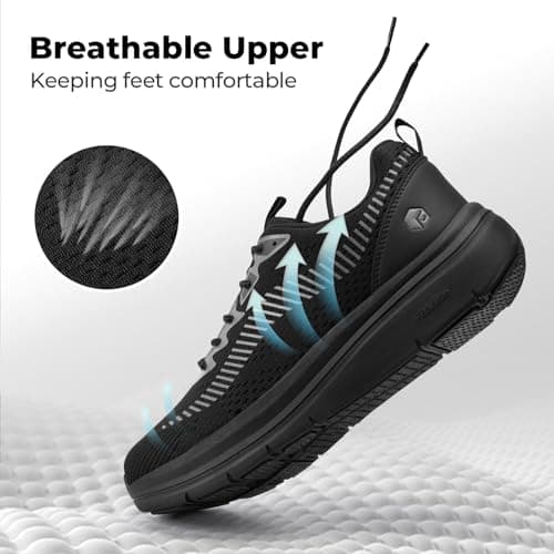 FitVille Mens Wide Fit Running Walking Shoes V20, Jet Black, 10 X-Wide — view 6