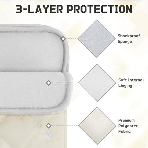 HEDUGO 13 inch Laptop Sleeve Bag Portable Laptop Case Soft Lining Carrying Case Padded Computer Pouch Cover Compatible with Macbook Air 13.6 Inch M4 M3 M2 2025-2022,Beige — view 3