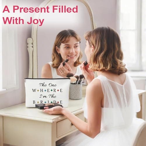 Bride Bag, Brides to Be, Makeup Bag with Simple Carefully Designed Words and Lively Lovely Colour Blocks, Travel Toiletry Skinbag for Women Ladies Wedding — view 2