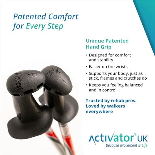 Activator Rehabilitation Poles (Red/Silver) walking poles for Parkinson’s, balance disorders, arthritis, fall prevention, hip/knee rehab, spinal stenosis, stability, strength & mobility recovery aids. — view 3