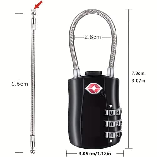 EVRU TSA Luggage Locks, [2 Pack] 3-Digit Security Suitcase Locks, Combination Padlock for Suitcases Flexible Cable Travel Lock, TSA Approved Luggage Padlock for Suitcases Travel Bag Case — view 2