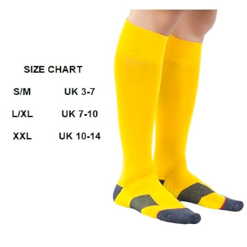 SKeshine Knee High Sports Socks, Breathable Cushioned Compression Soccer Rugby Hockey Socks, Anti-Odour Long Athletic Socks for Men Women Kids, 1 Pair (Yellow, 7-10) — view 4