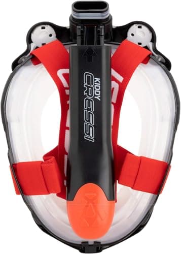 Cressi Kiddy Kids Full Face Snorkel Mask - Kids Snorkel Set with CO2-Safe Exhalation Valve - Soft Silicone Skirt & Swimming Mask Comfort - Family Owned Scuba Diving Equipment - Black/Clear/Red — view 3